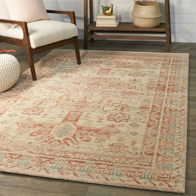 Bungalow Rose Birrell Oriental Pink/Orange Area Rug Wayfair